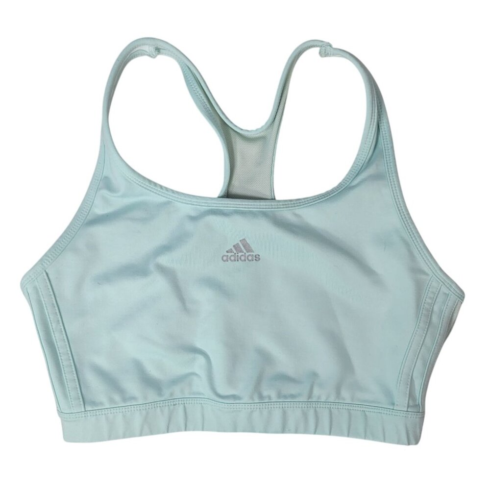 Adidas Unpadded Sports Bra Mint Green Large Lined Racerback Pullover Logo AF5001